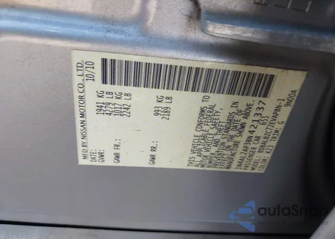 2011 Nissan Altima 2.5 S z USA, uszkodzony, nr VIN 1N4AL2AP3BN421337